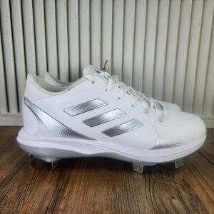 Adidas Pure Hustle 2 Women Sz 7 White Gray Athletic Softball Metal Cleats FY4387